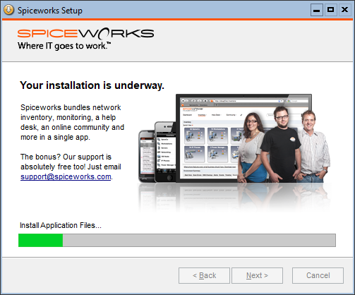 spiceworks client install options