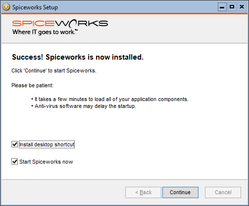 install spiceworks on cloud server